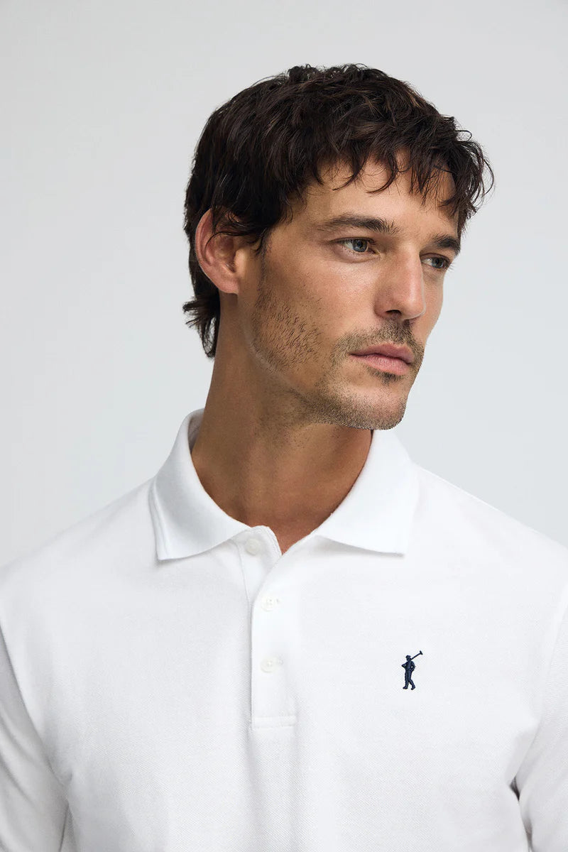 Polo blanco de piqué con logo bordado Rigby Go