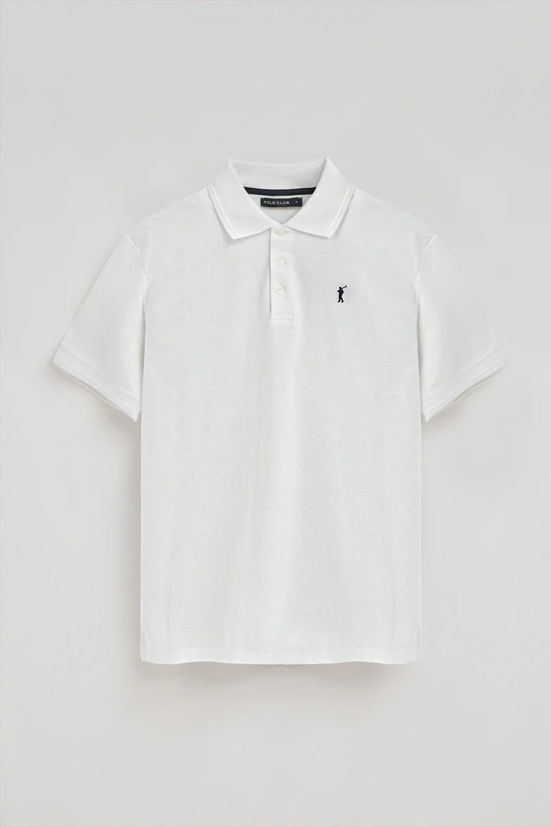 Polo blanco de piqué con logo bordado Rigby Go