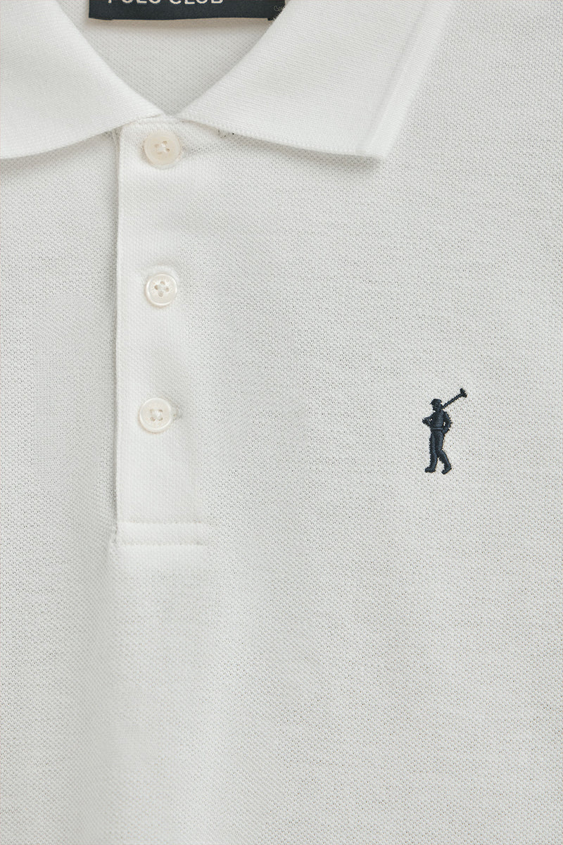 Polo blanco de piqué con logo bordado Rigby Go