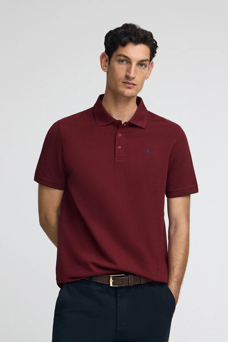 Polo granate de piqué con logo bordado Rigby Go
