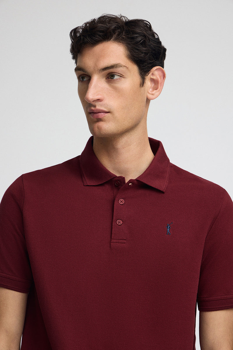 Polo granate de piqué con logo bordado Rigby Go