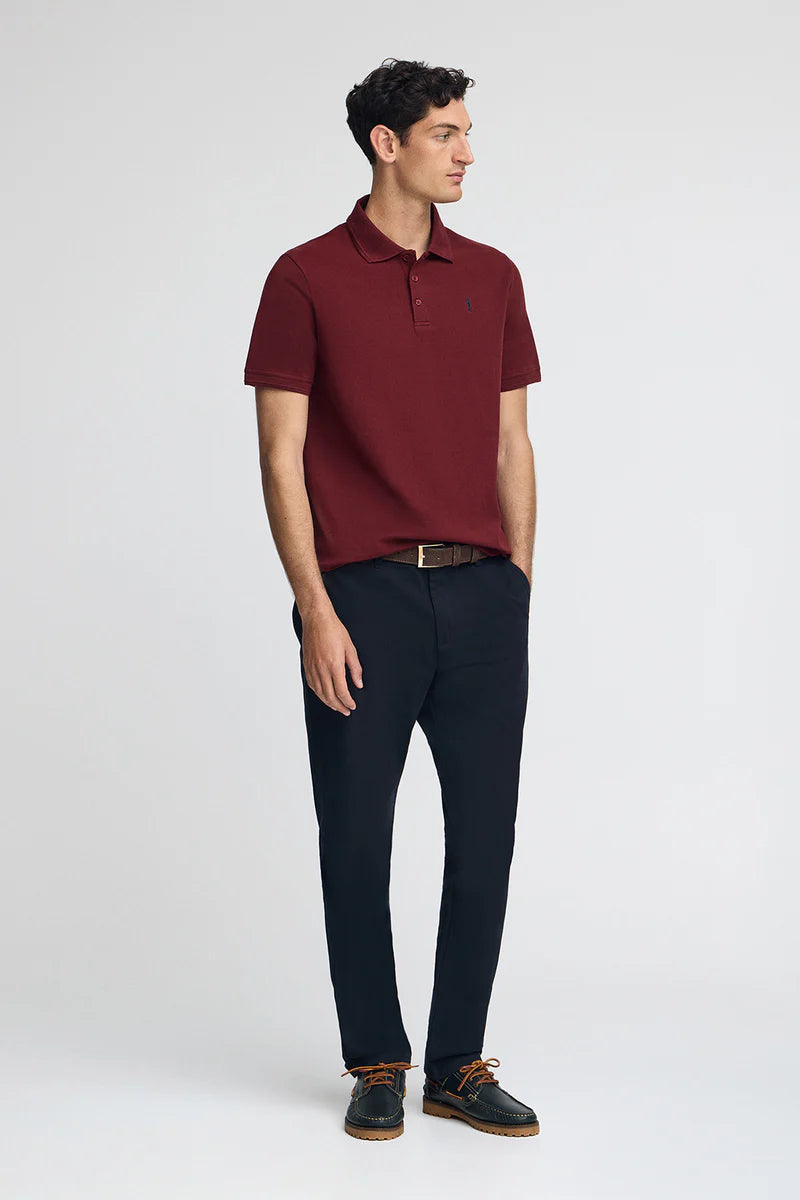 Polo granate de piqué con logo bordado Rigby Go