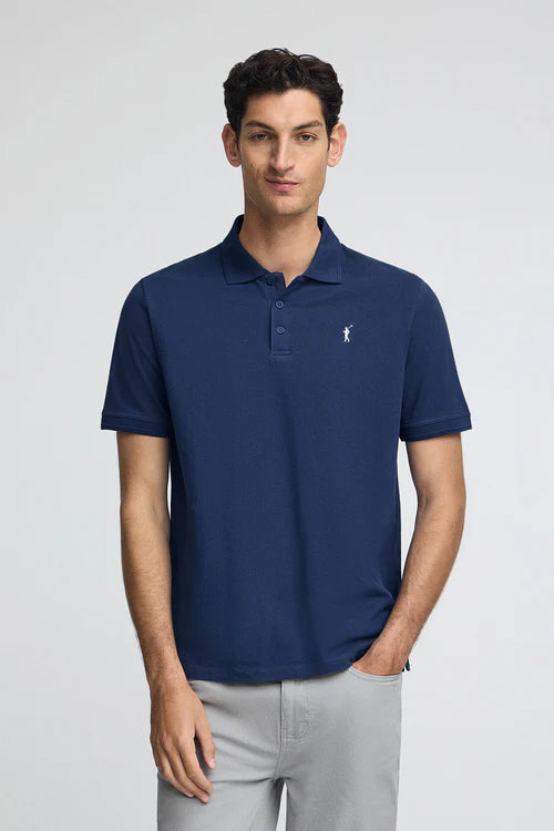 Polo Azul Índigo Piqué Rigby Go - Logo Bordado