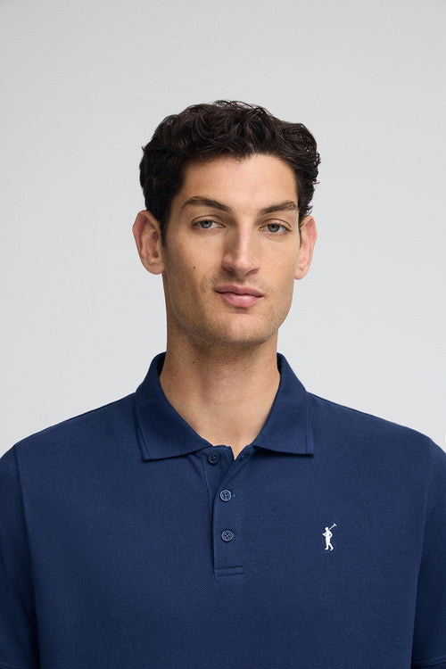 Polo Azul Índigo Piqué Rigby Go - Logo Bordado