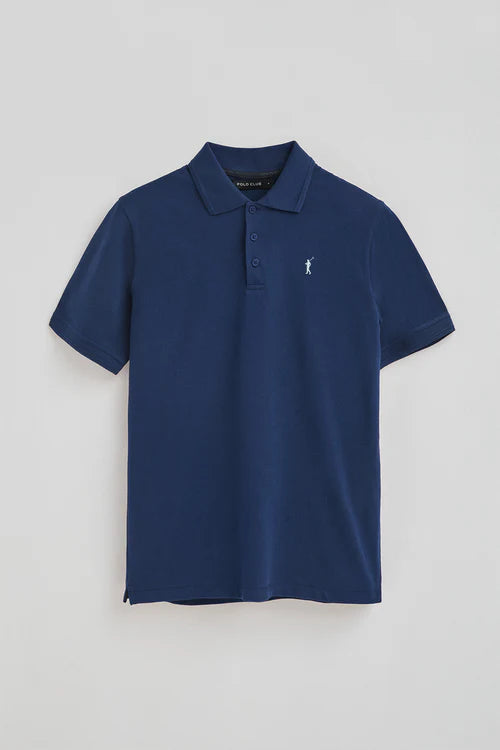 Polo Azul Índigo Piqué Rigby Go - Logo Bordado