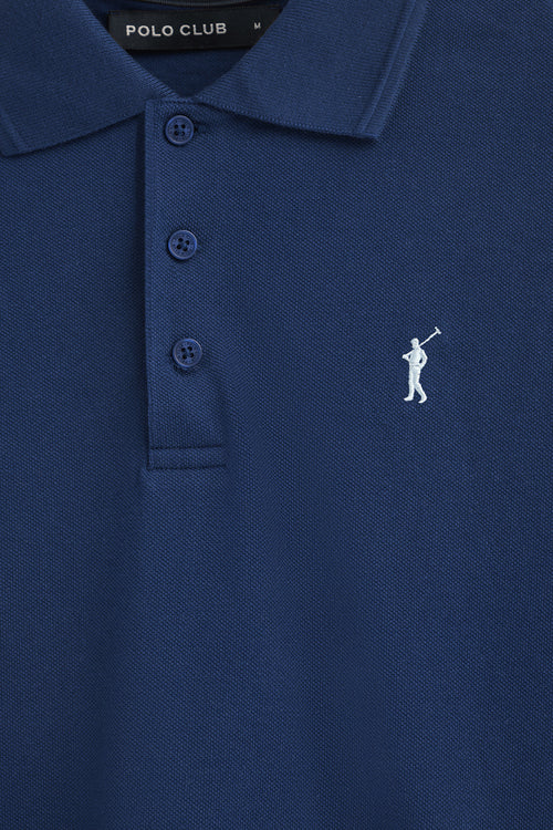 Polo Azul Índigo Piqué Rigby Go - Logo Bordado