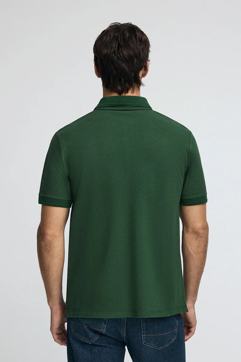 Polo verde botella de piqué con logo bordado Rigby Go