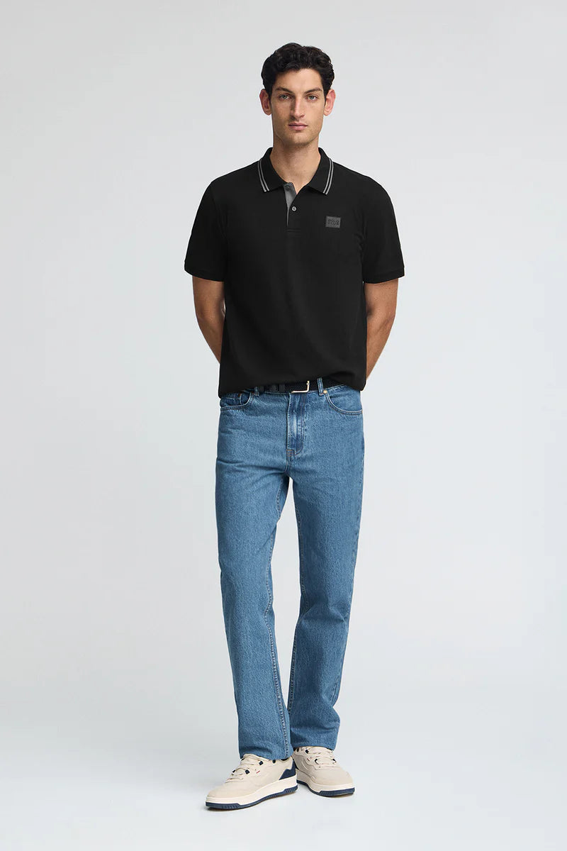 Polo negro de piqué con parche Polo Club
