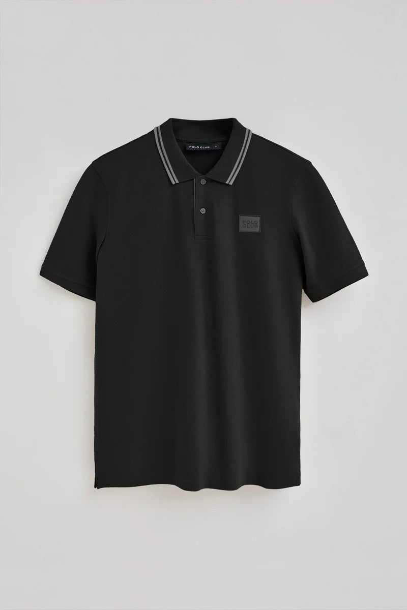 Polo negro de piqué con parche Polo Club