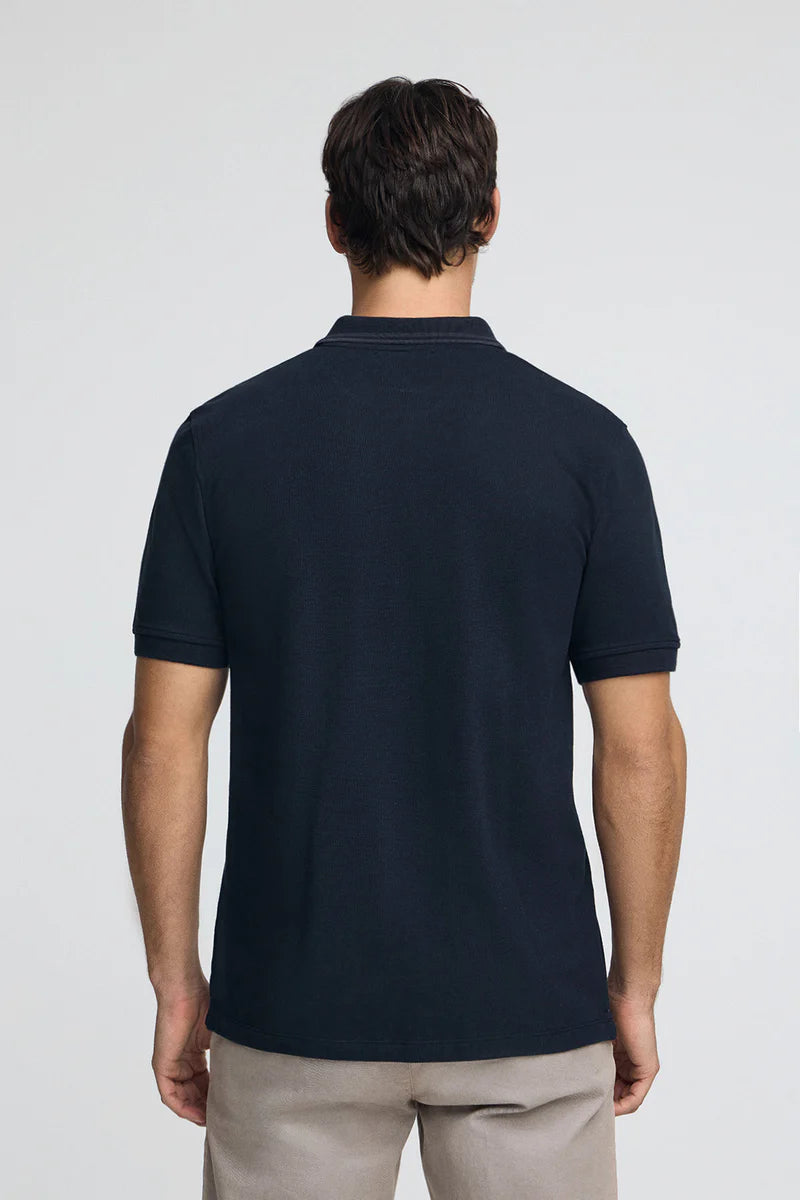 Polo azul marino de piqué con parche Polo Club