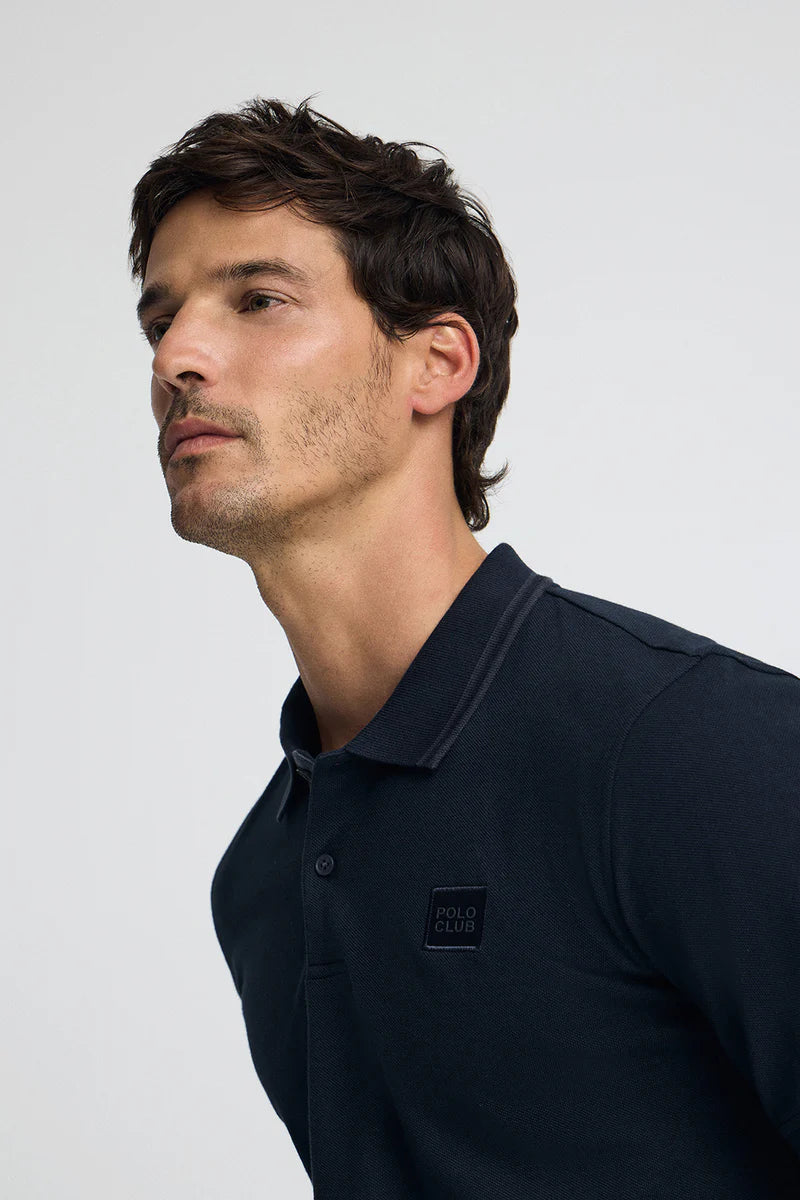 Polo azul marino de piqué con parche Polo Club