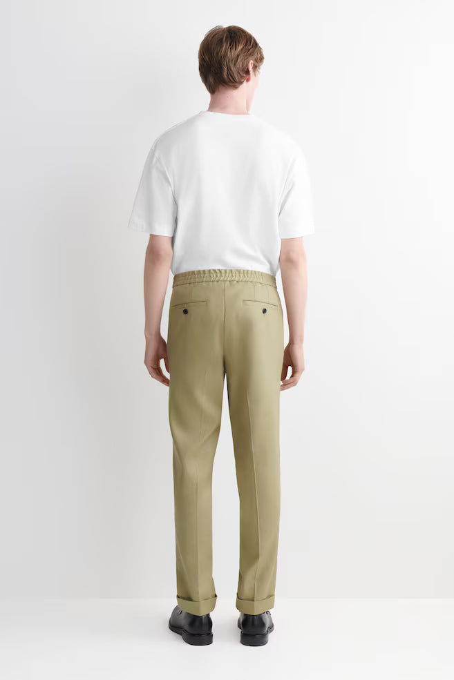 Pantalón de Lino y Algodón Slim Fit Straight Leg