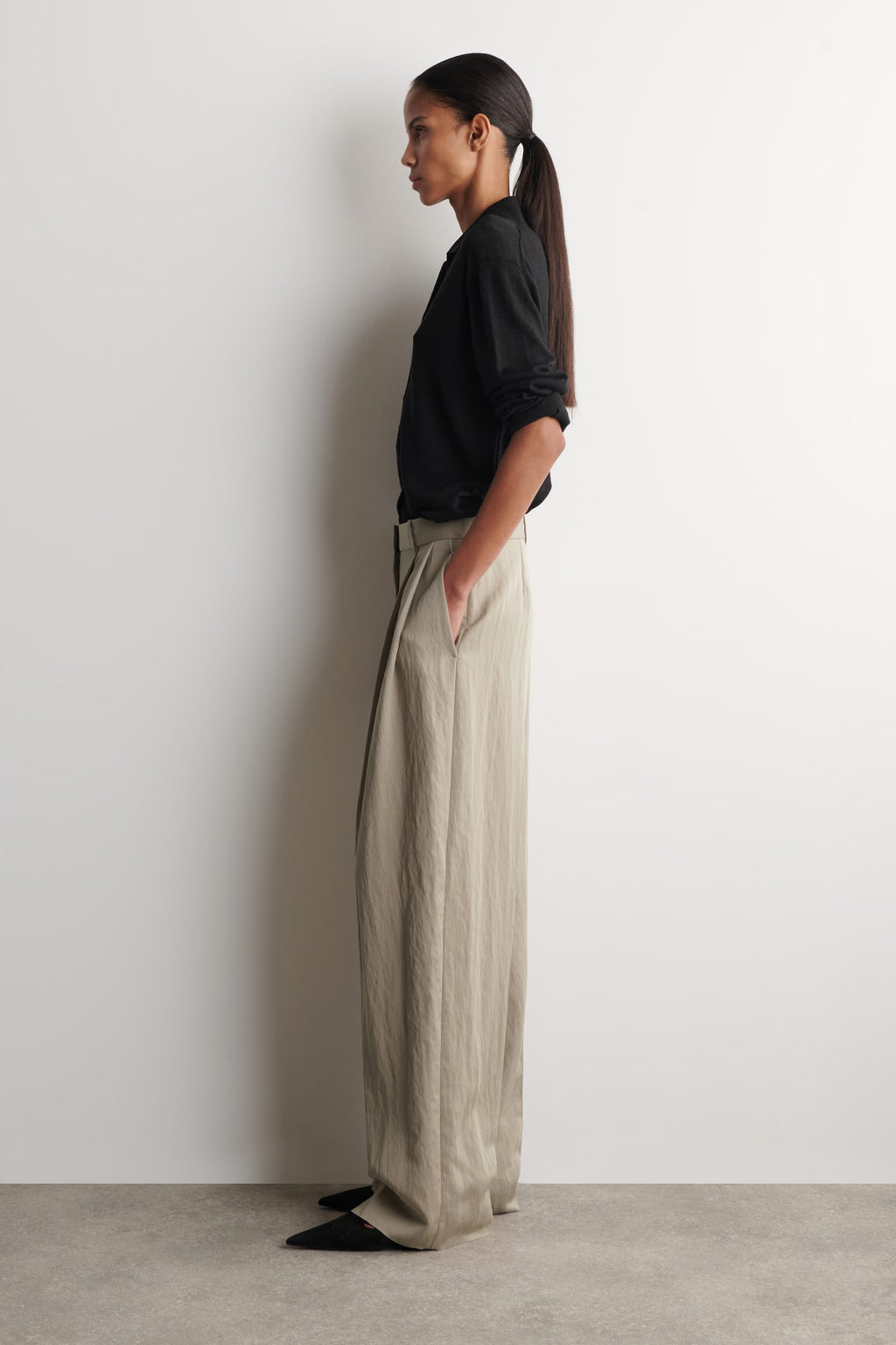 Pantalón Wide Leg Beige Almendra – G.Street