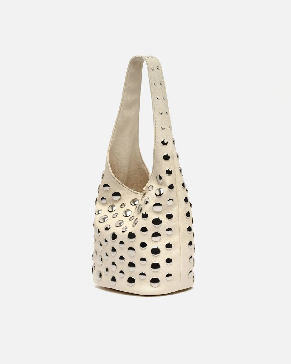 Bolso de hombro pequeño con detalles metálicos Tudi - Beige