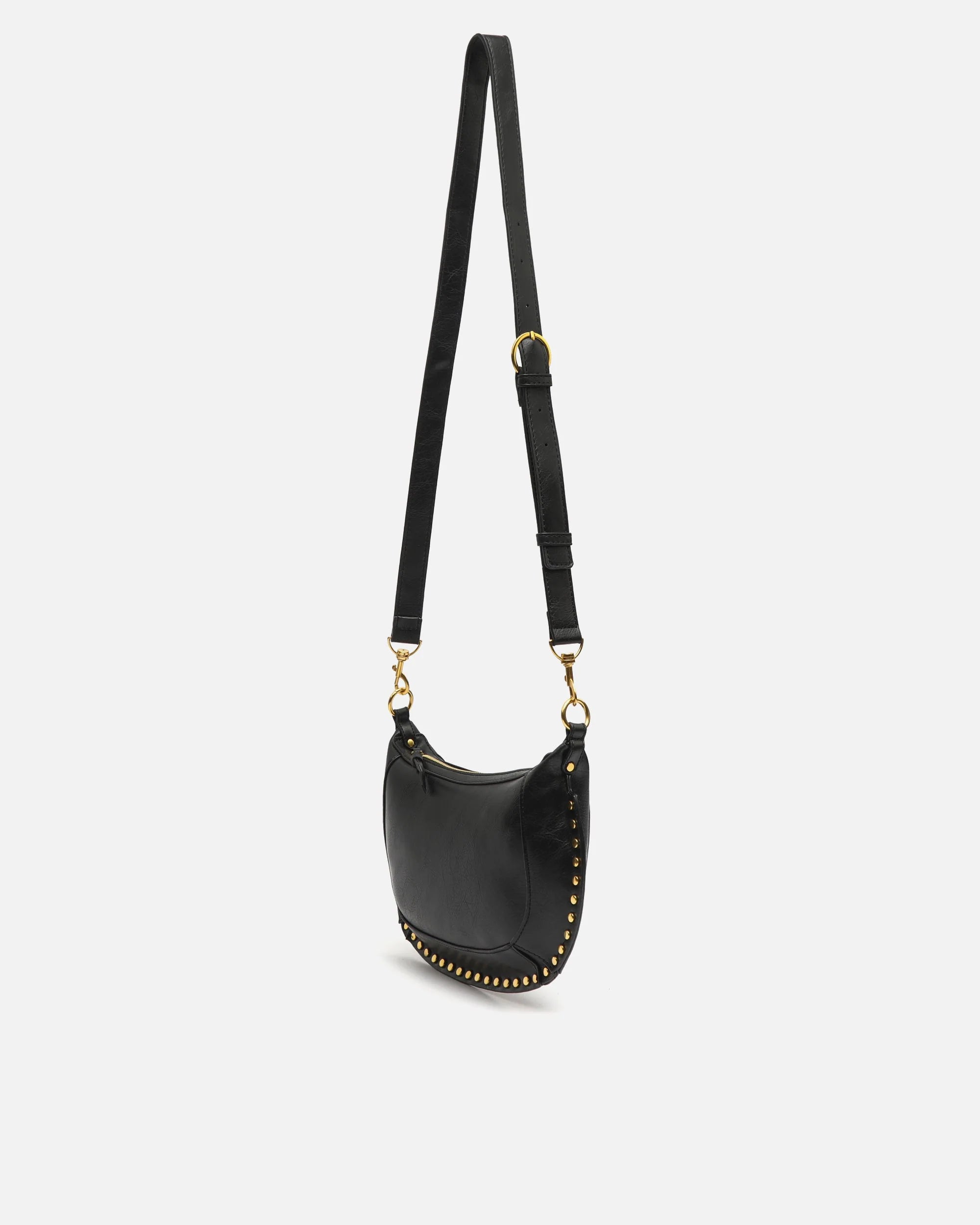 Bolso bandolera pequeño con detalles metálicos - Negro