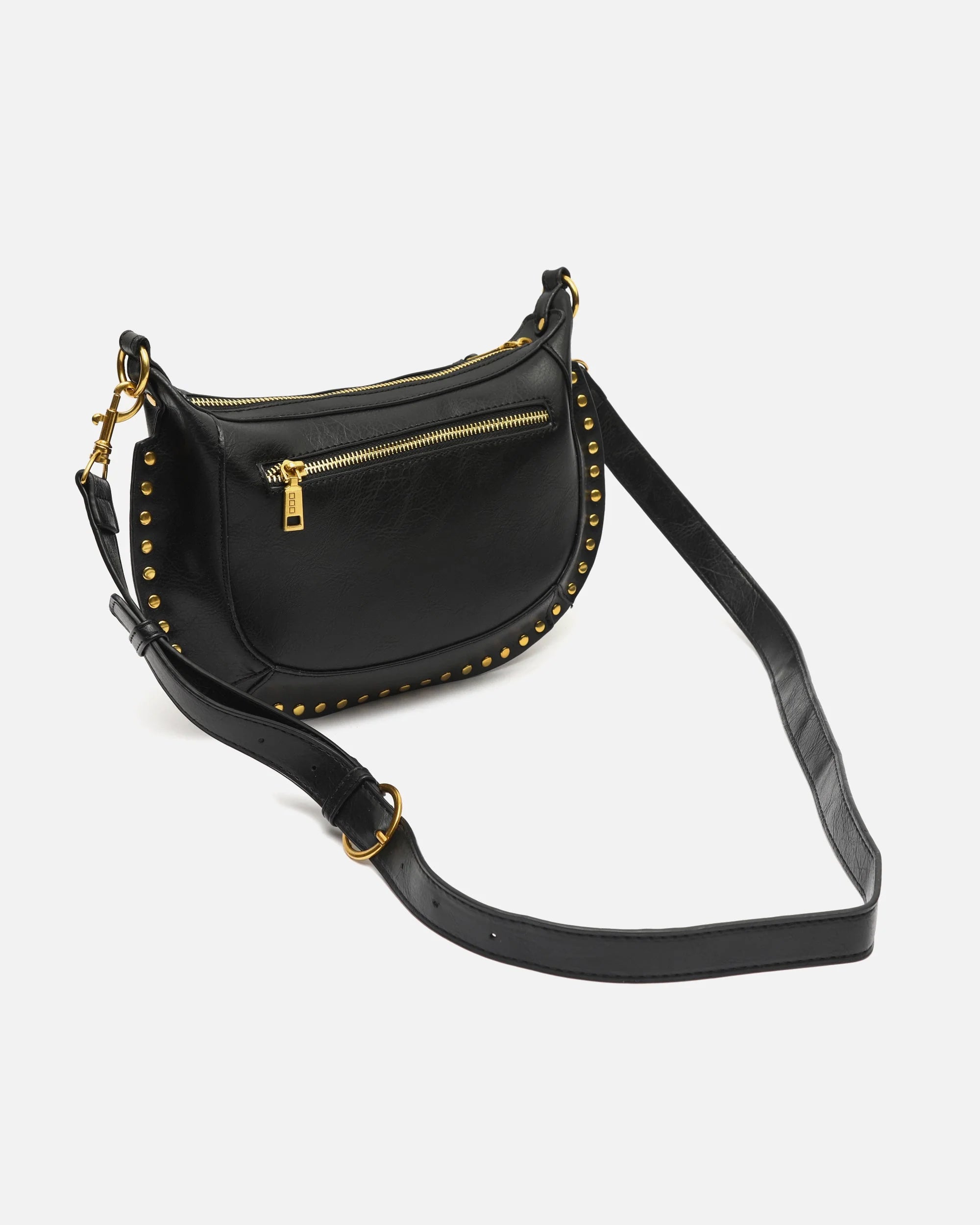 Bolso bandolera pequeño con detalles metálicos - Negro