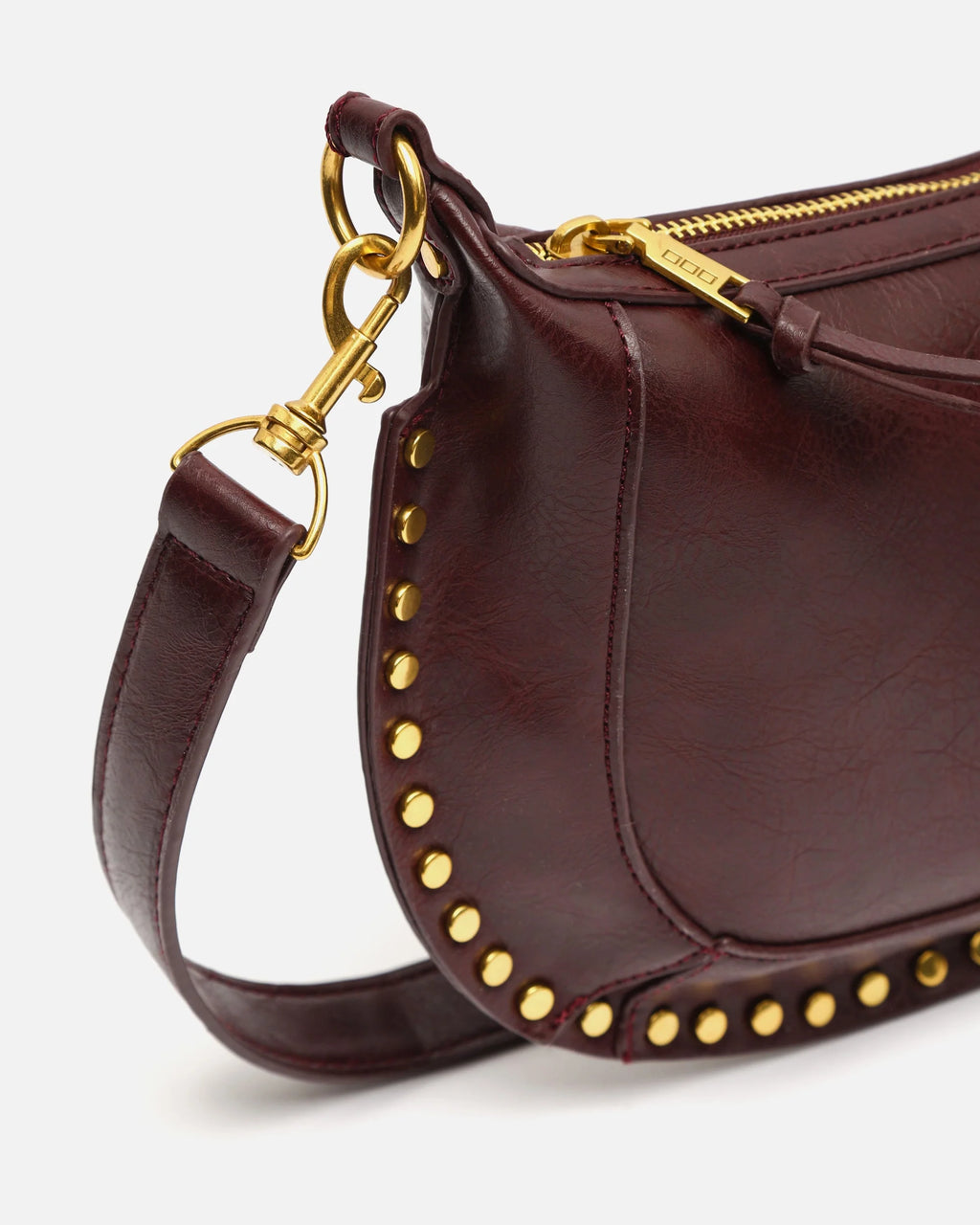 Bolso bandolera pequeño con detalles metálicos - Burdeos