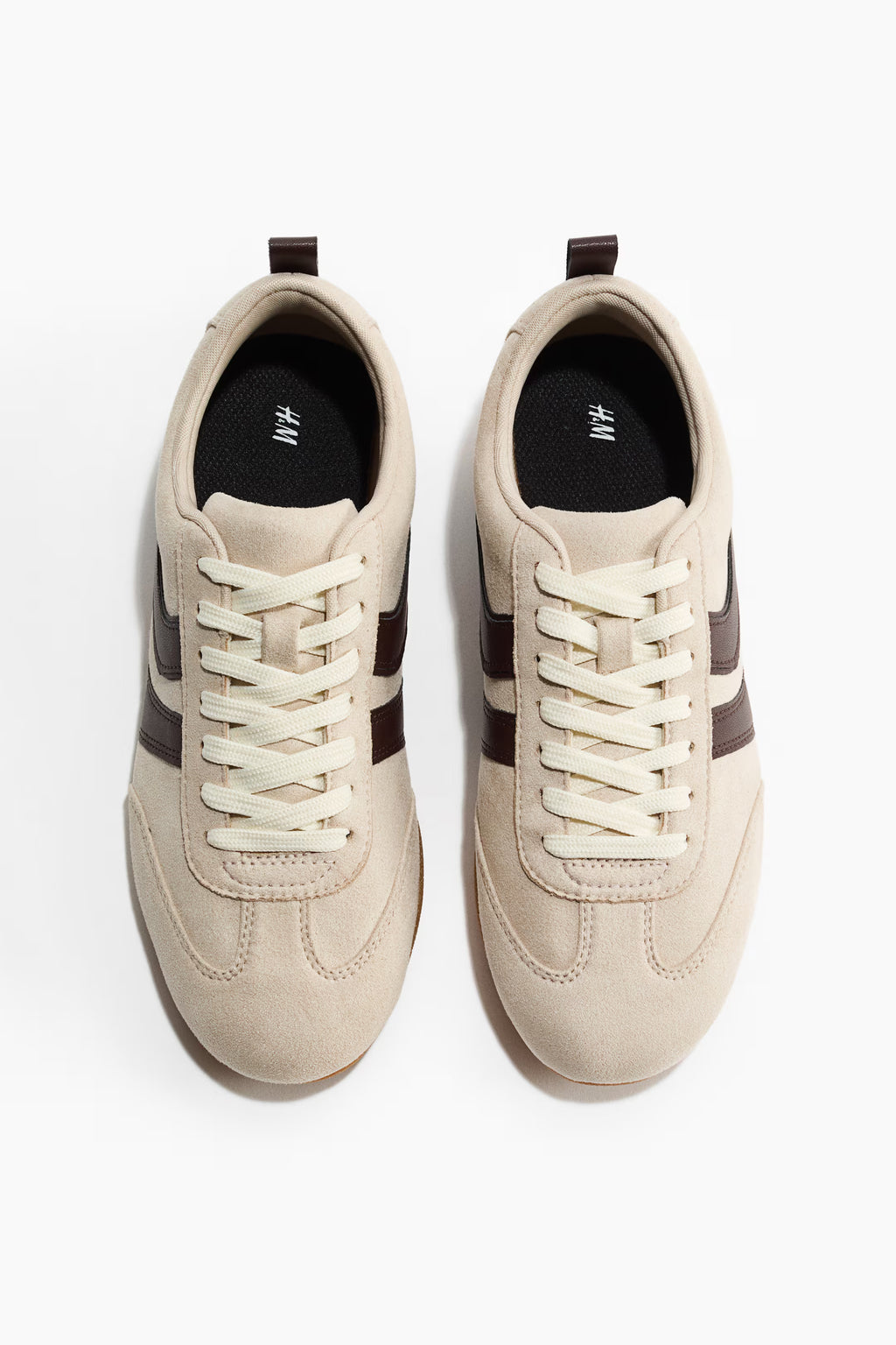 Zapatillas deportivas H&M con cordones y trabilla - Beige claro/Marrón oscuro