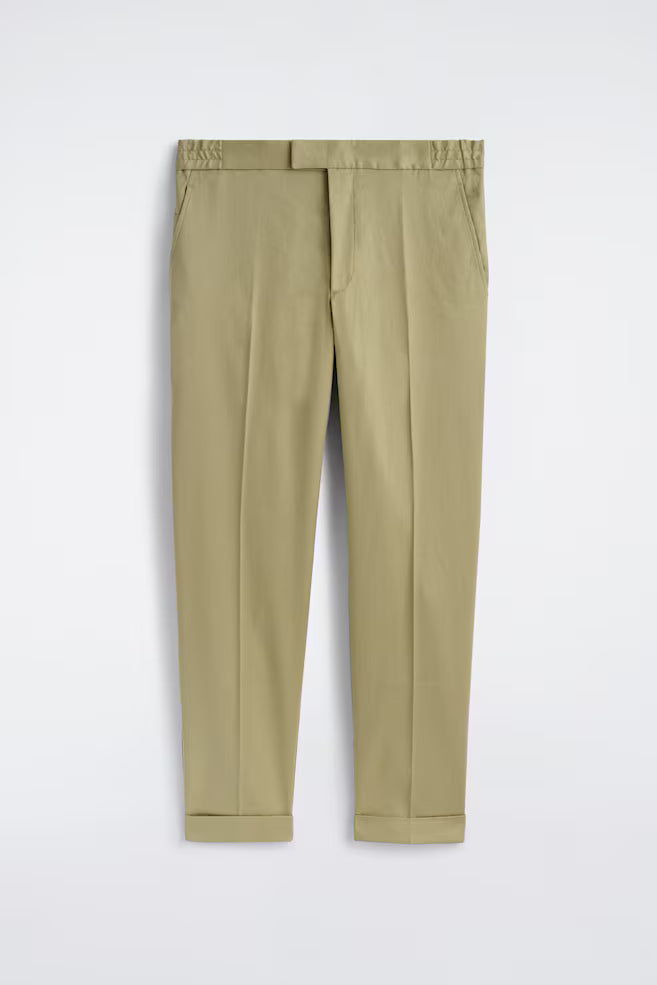 Pantalón de Lino y Algodón Slim Fit Straight Leg
