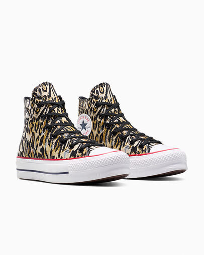 Chuck Taylor All Star Lift Platform Leopard Black White Red