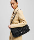 KARL LAGERFELD K/WEAVE LARGE SHOULDER BAG - Black Nickel
