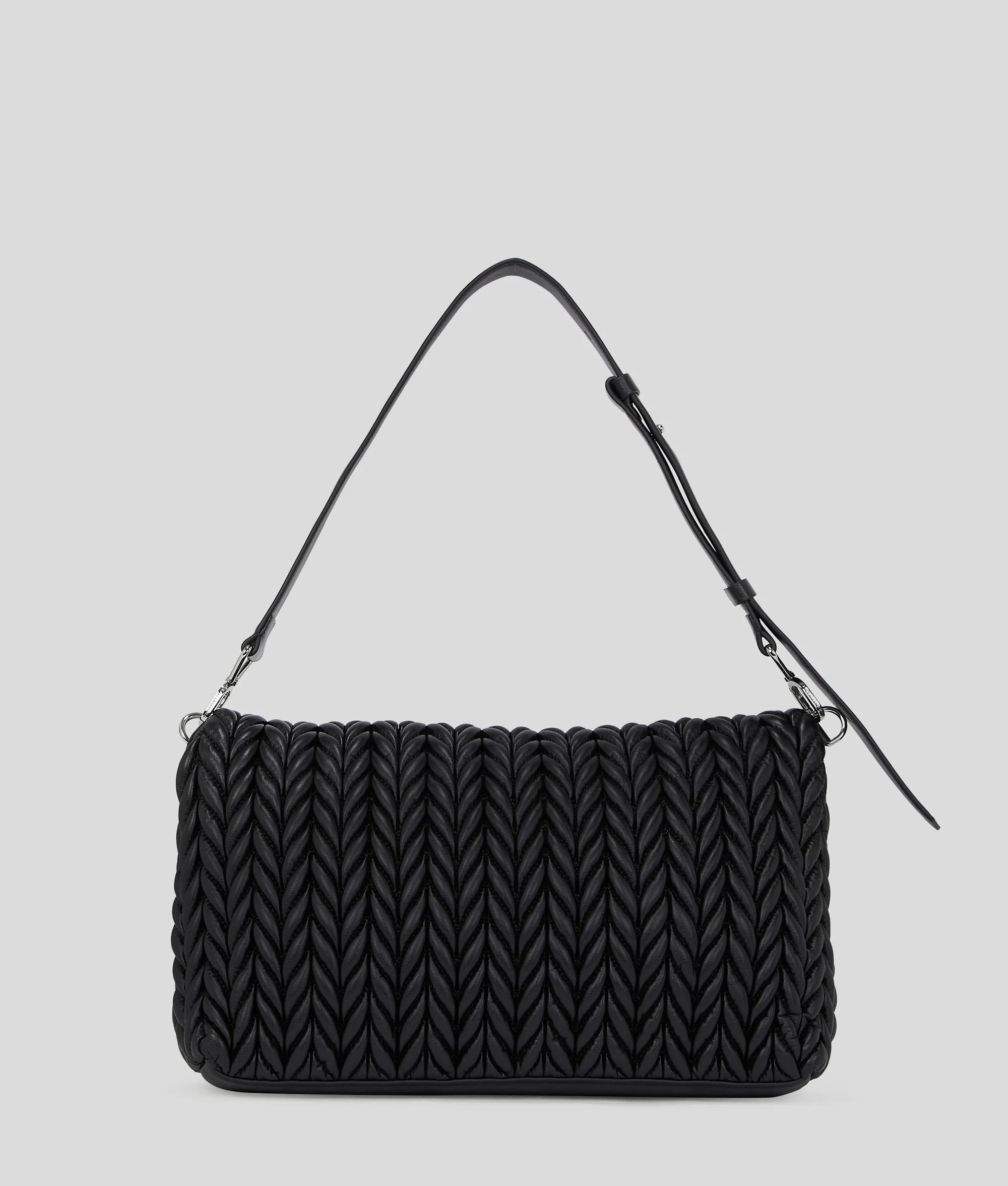 KARL LAGERFELD K/WEAVE LARGE SHOULDER BAG - Black Nickel