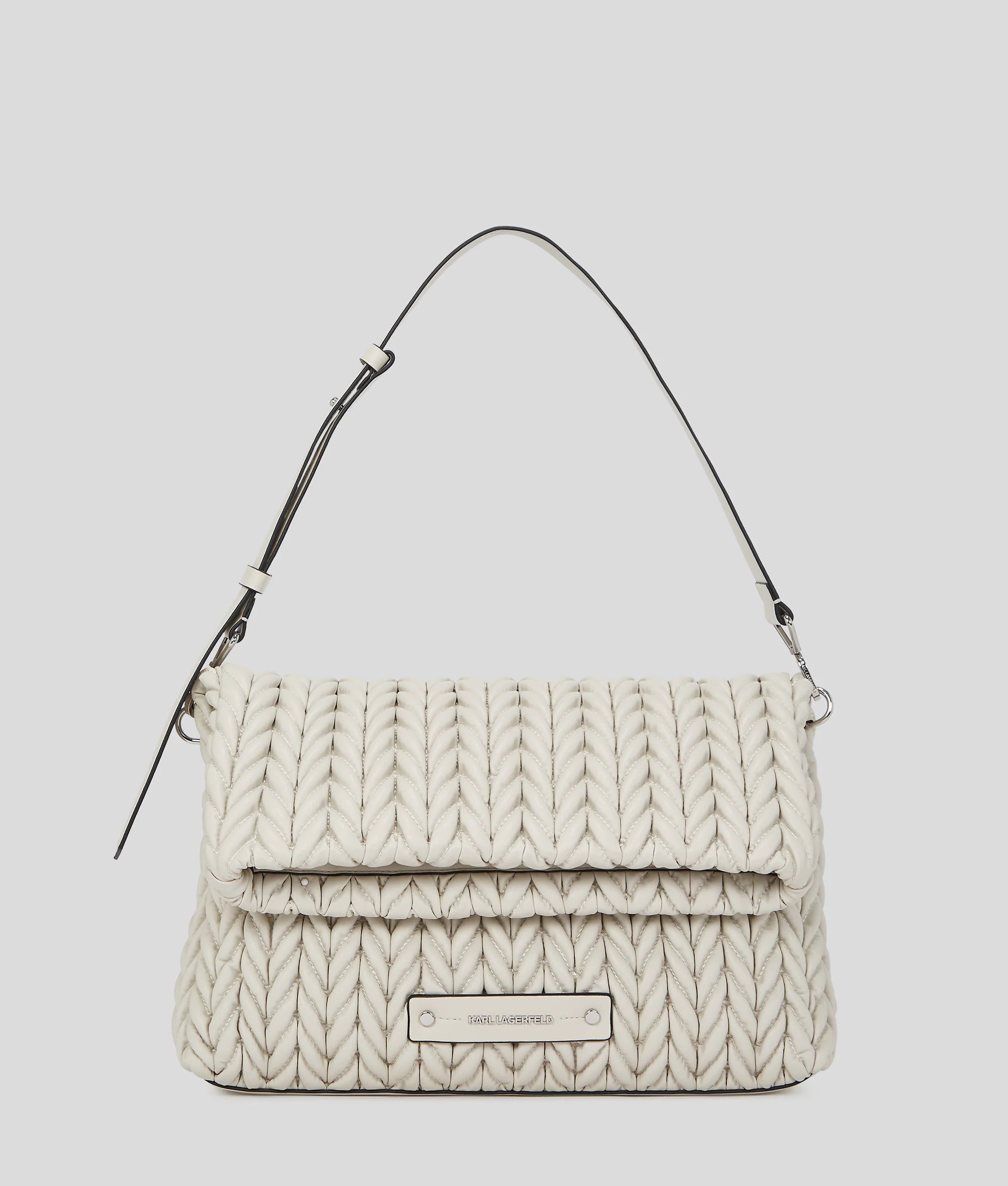 KARL LAGERFELD K/WEAVE LARGE SHOULDER BAG - Cemento