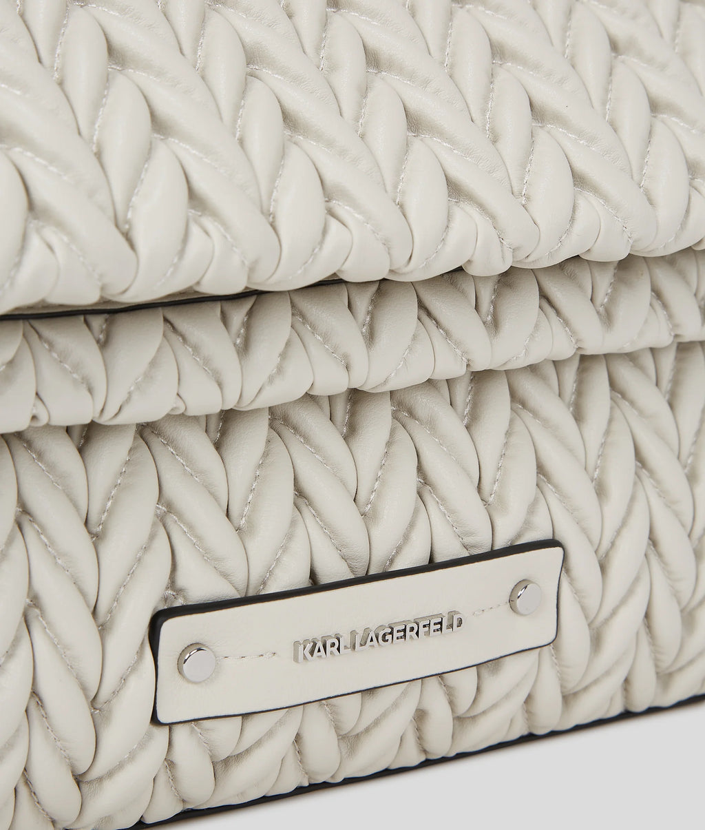 KARL LAGERFELD K/WEAVE LARGE SHOULDER BAG - Cemento