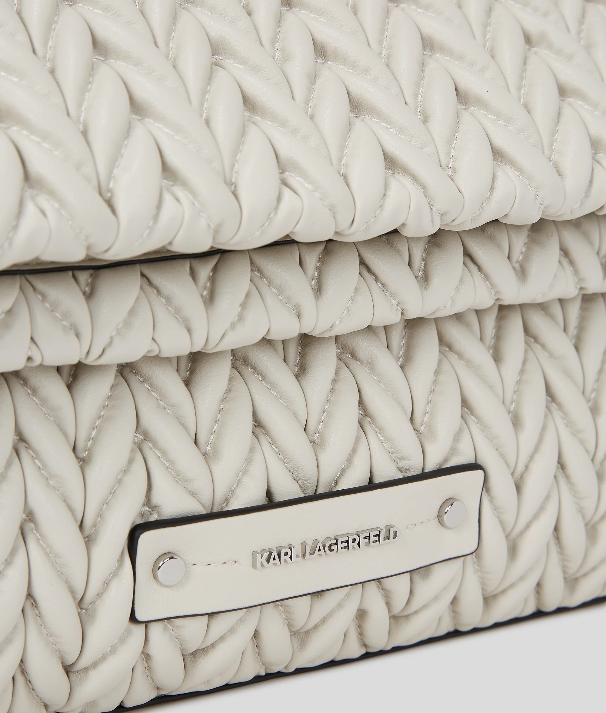 KARL LAGERFELD K/WEAVE LARGE SHOULDER BAG - Cemento