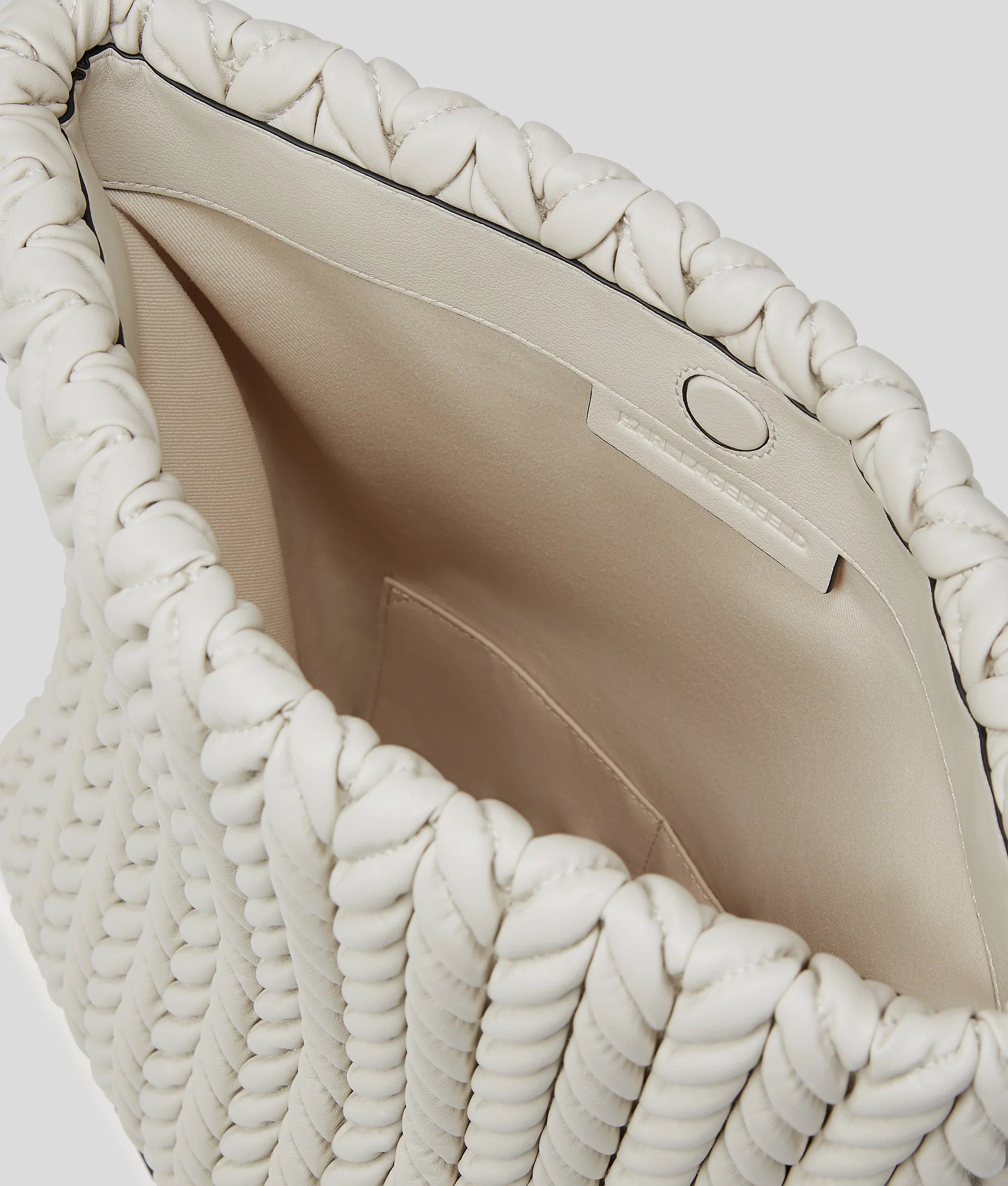 KARL LAGERFELD K/WEAVE LARGE SHOULDER BAG - Cemento