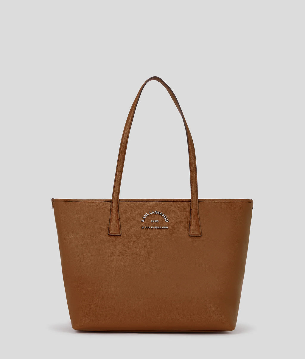 KARL LAGERFELD RUE ST-GUILLAUME METAL TOTE BAG - Dark Tan