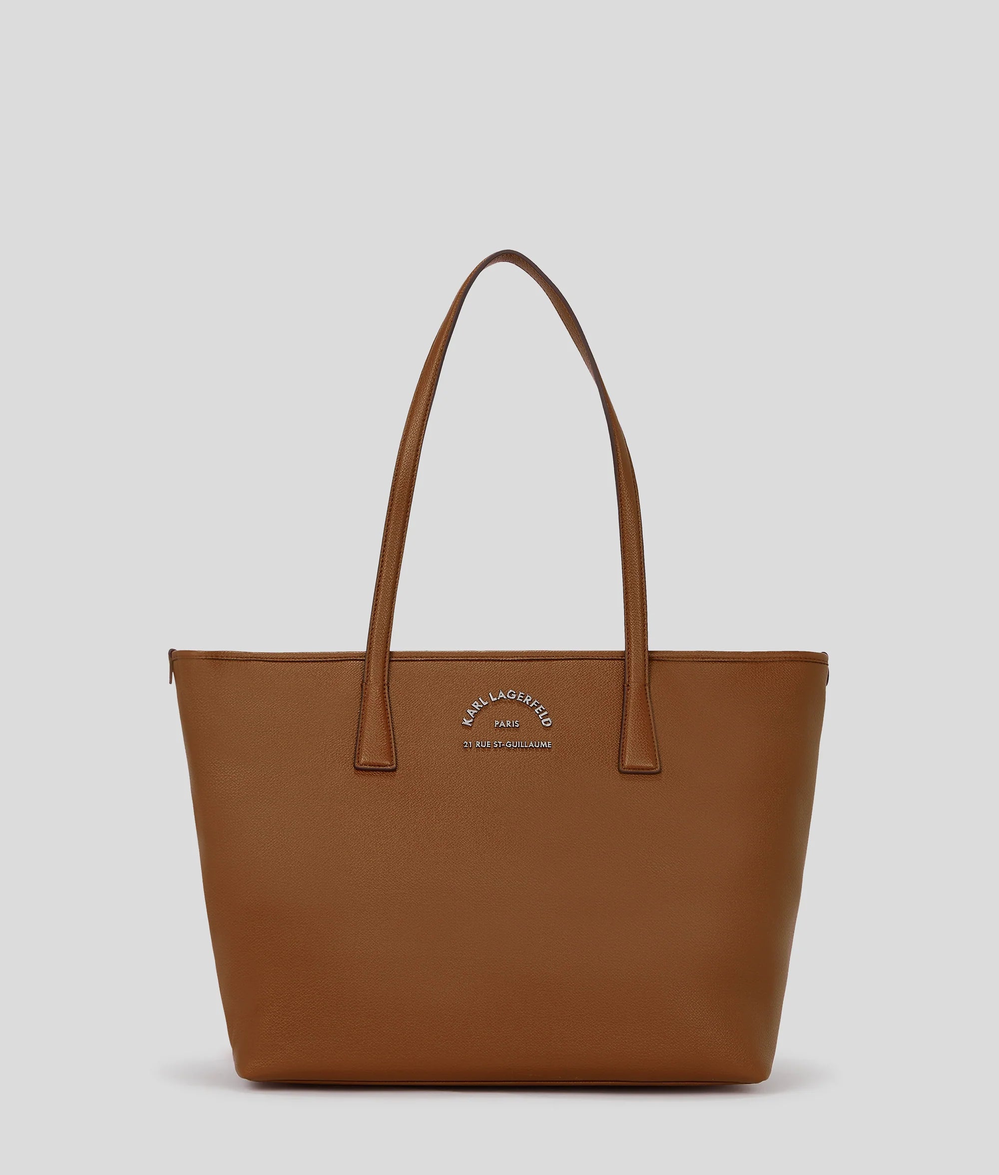 KARL LAGERFELD RUE ST-GUILLAUME METAL TOTE BAG - Dark Tan