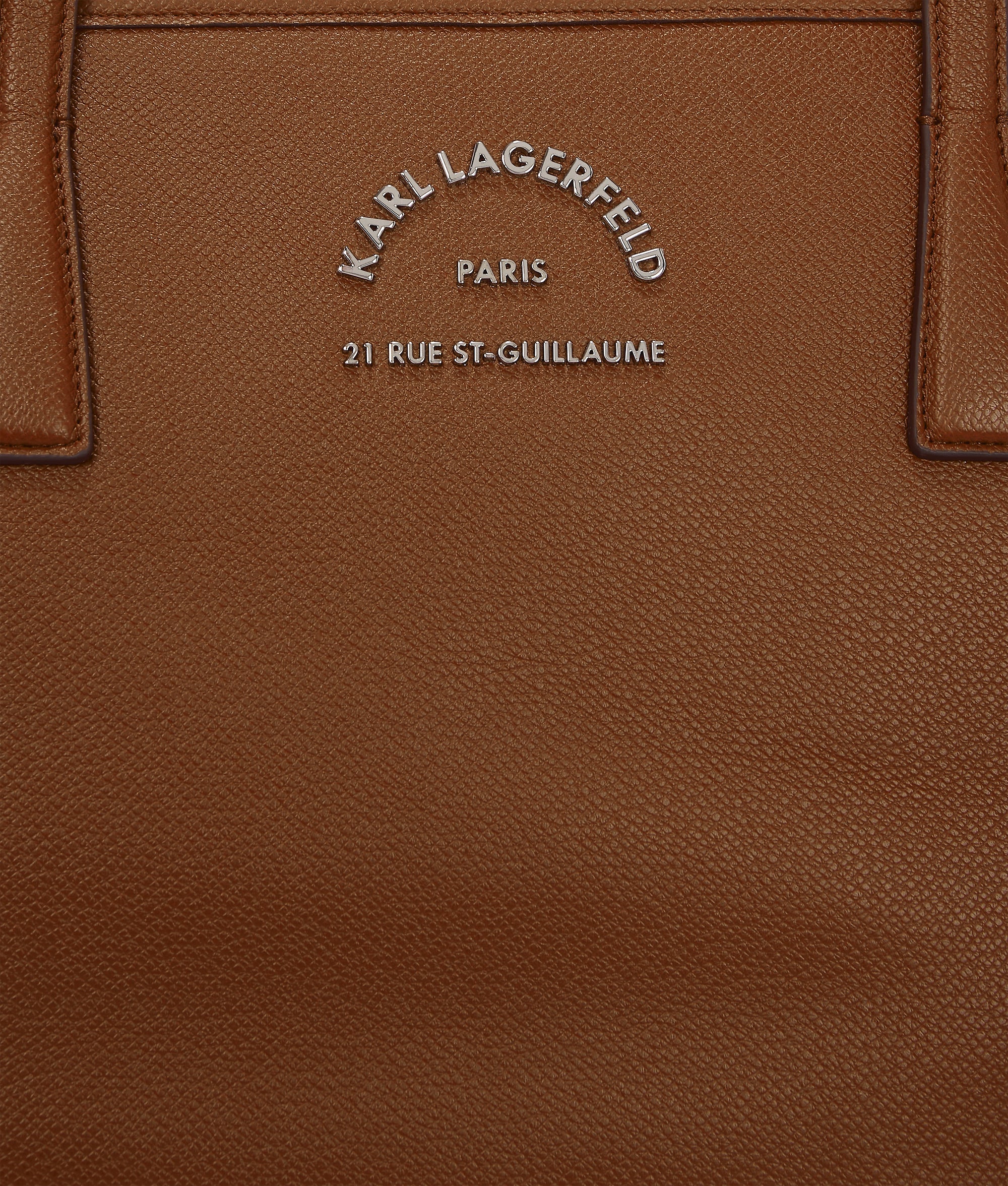 KARL LAGERFELD RUE ST-GUILLAUME METAL TOTE BAG - Dark Tan