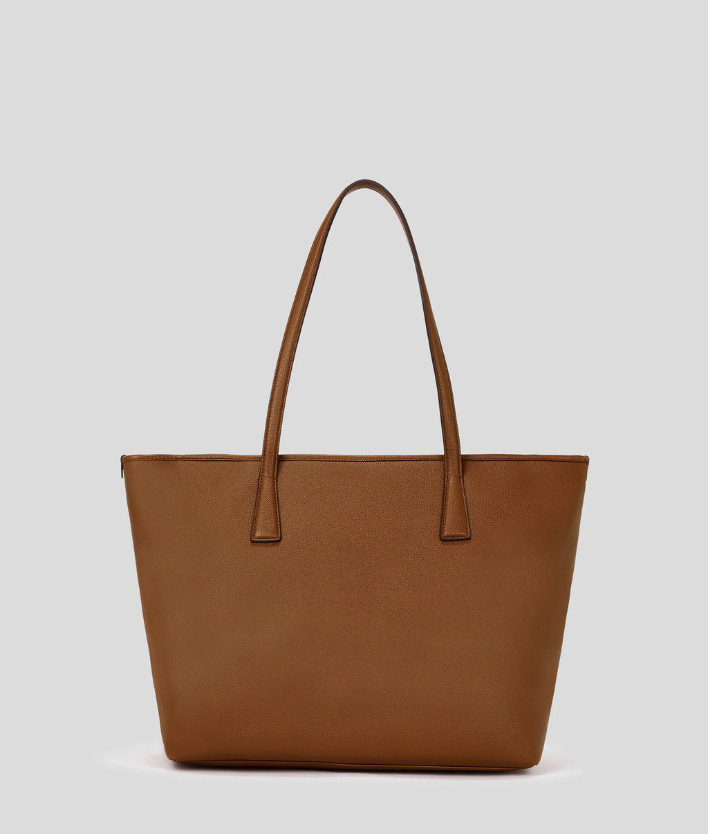 KARL LAGERFELD RUE ST-GUILLAUME METAL TOTE BAG - Dark Tan