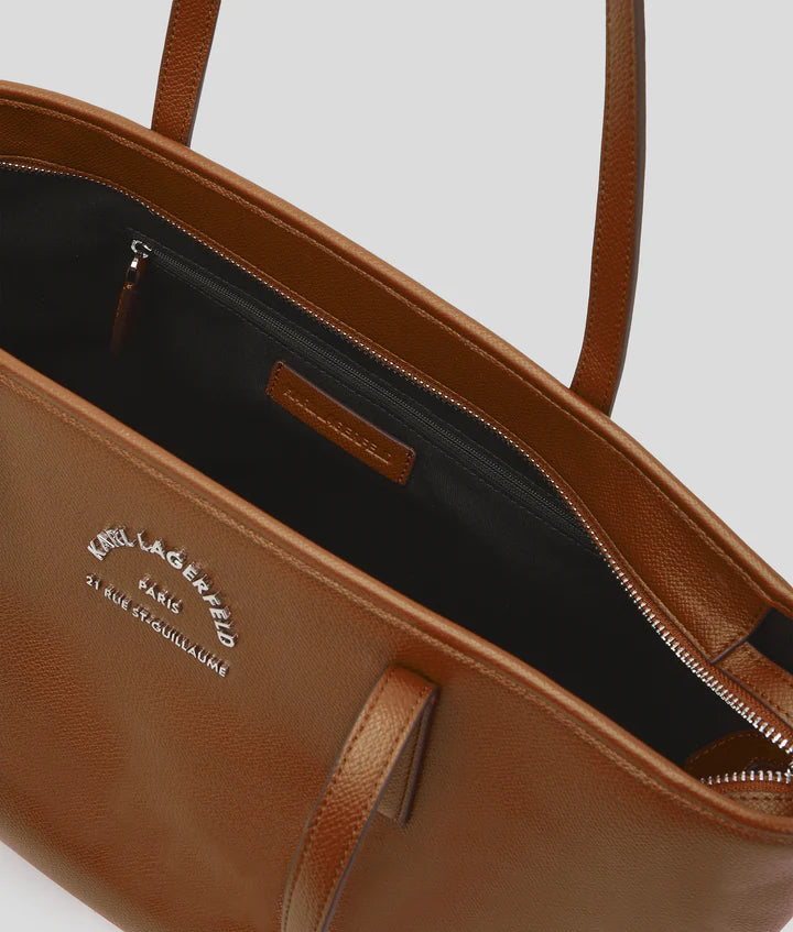 KARL LAGERFELD RUE ST-GUILLAUME METAL TOTE BAG - Dark Tan