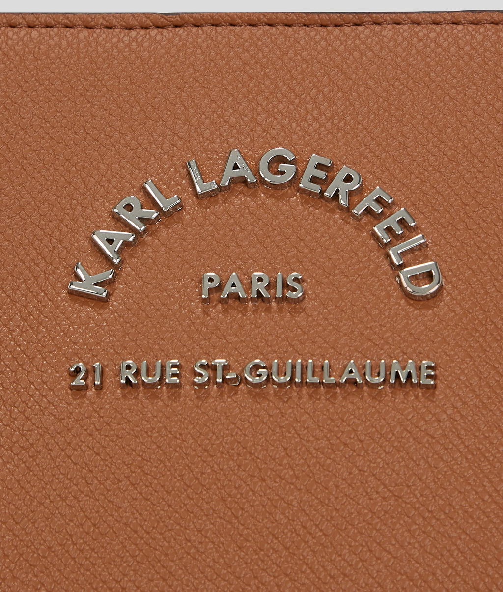 KARL LAGERFELD RUE ST-GUILLAUME METAL SATCHEL BAG - Caramel