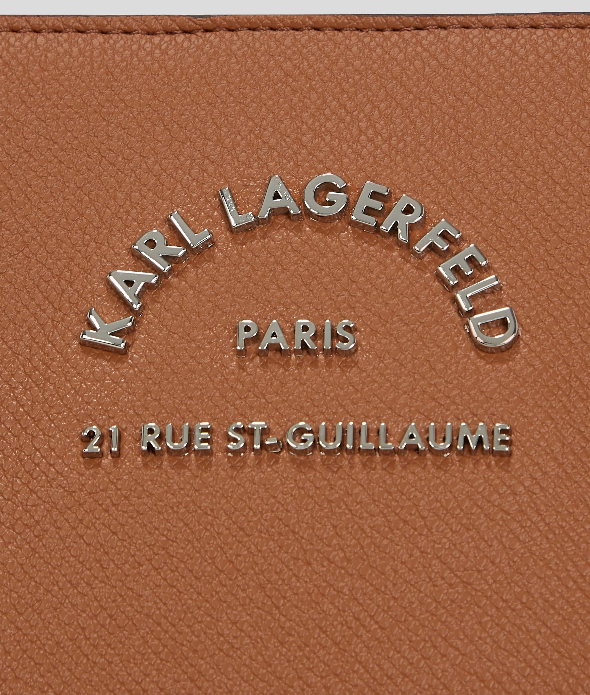 KARL LAGERFELD RUE ST-GUILLAUME METAL SATCHEL BAG - Caramel