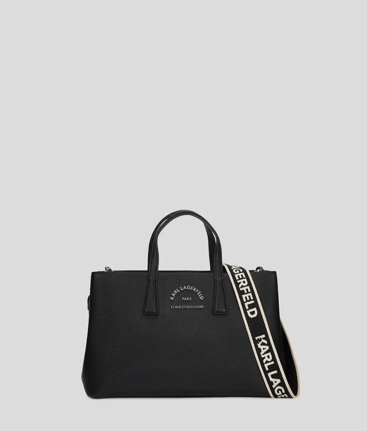 KARL LAGERFELD RUE ST-GUILLAUME METAL SATCHEL BAG - Black