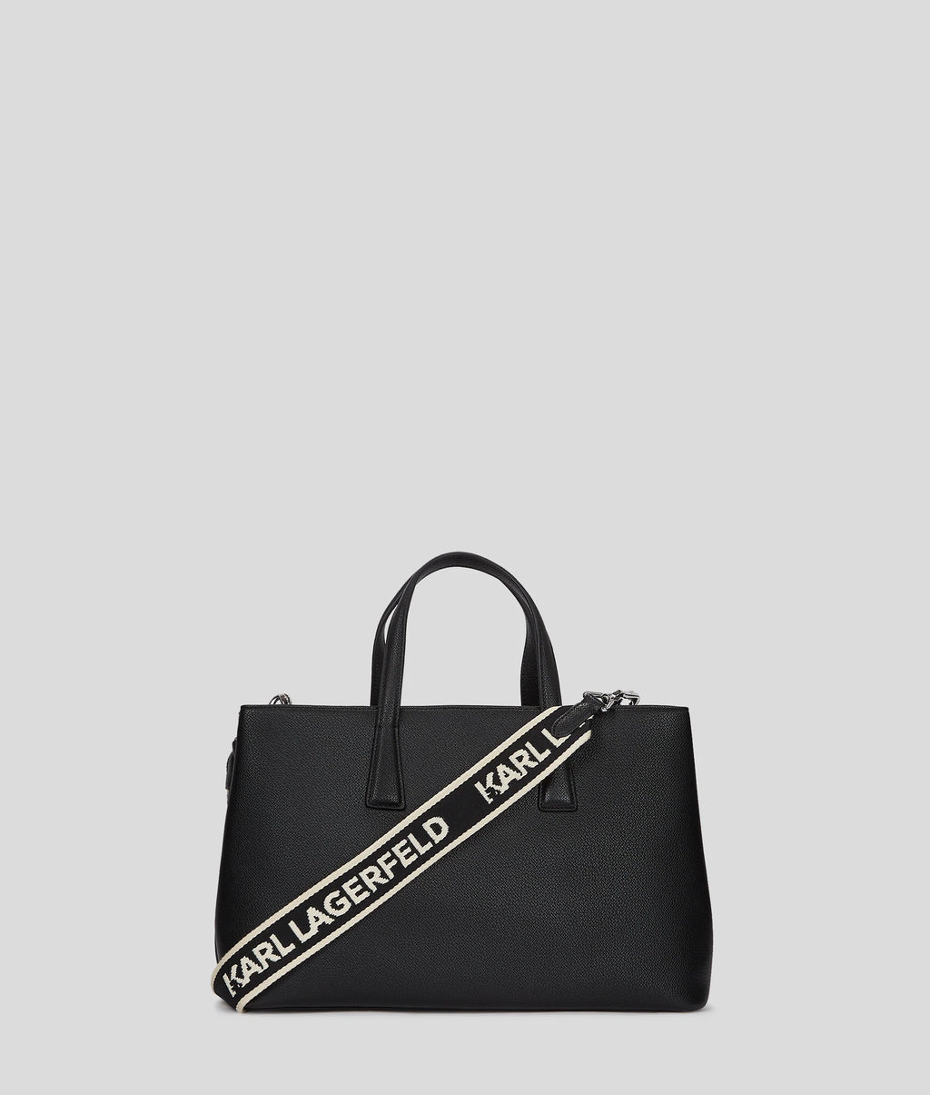 KARL LAGERFELD RUE ST-GUILLAUME METAL SATCHEL BAG - Black