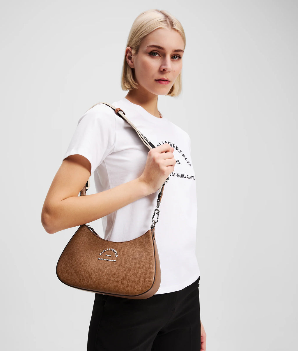 KARL LAGERFELD RUE ST-GUILLAUME METAL SHOULDER BAG - Dark Tan