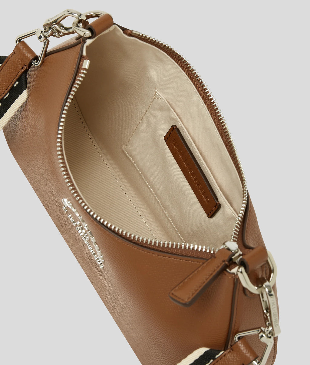 KARL LAGERFELD RUE ST-GUILLAUME METAL SHOULDER BAG - Dark Tan