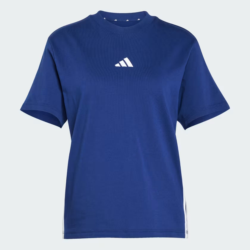 Camiseta Essentials Cotton 3 bandas Dark Blue and White