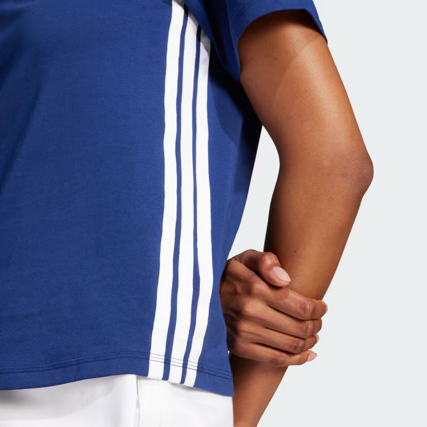 Camiseta Essentials Cotton 3 bandas Dark Blue and White