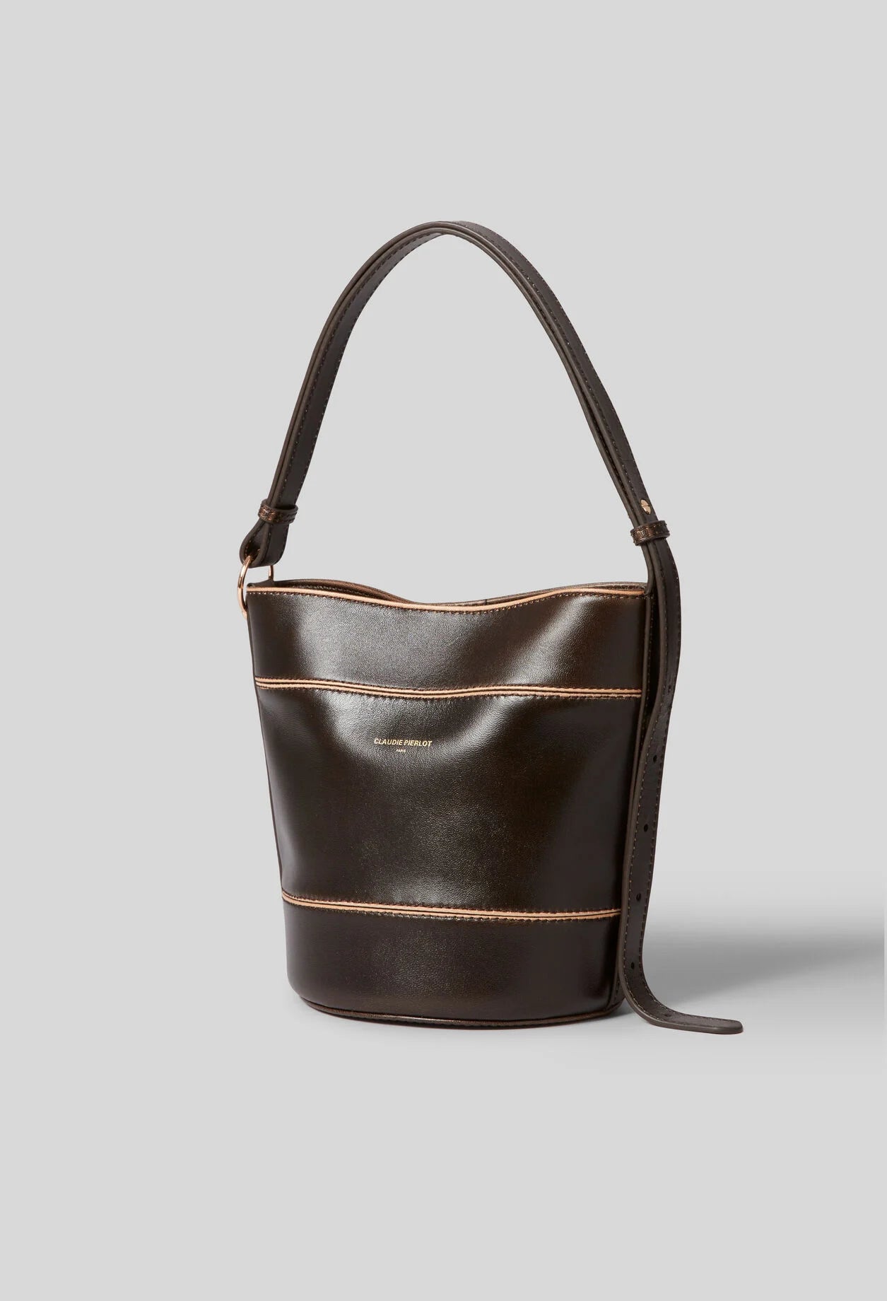 Bolso Bombonera Claudie Pierlot Solveig — Cuero Castaño