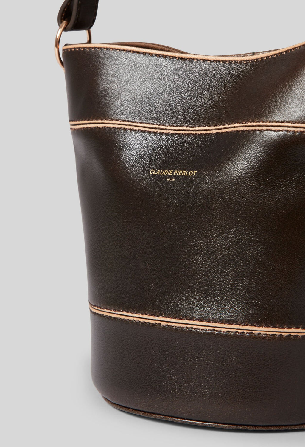 Bolso Bombonera Claudie Pierlot Solveig — Cuero Castaño