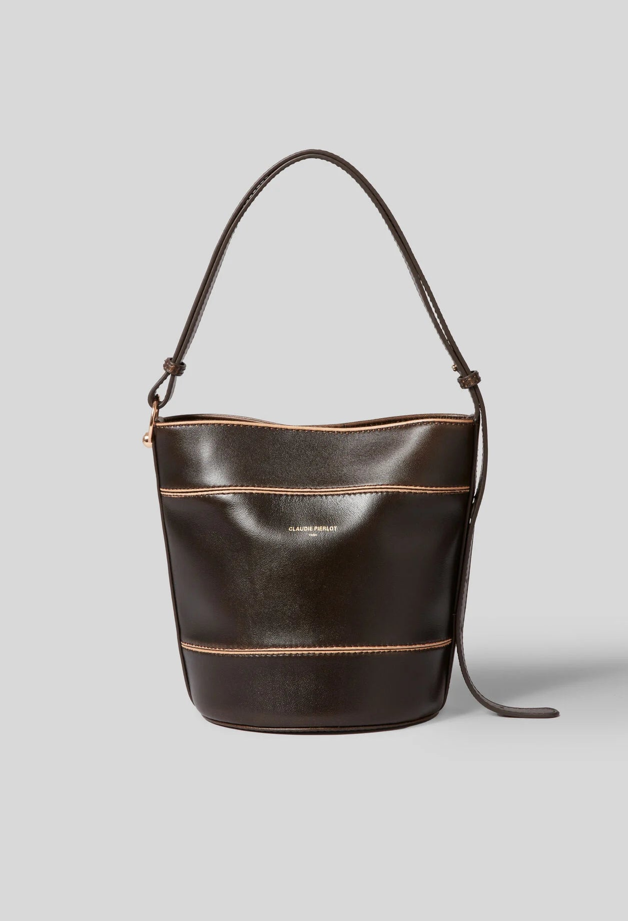 Bolso Bombonera Claudie Pierlot Solveig — Cuero Castaño