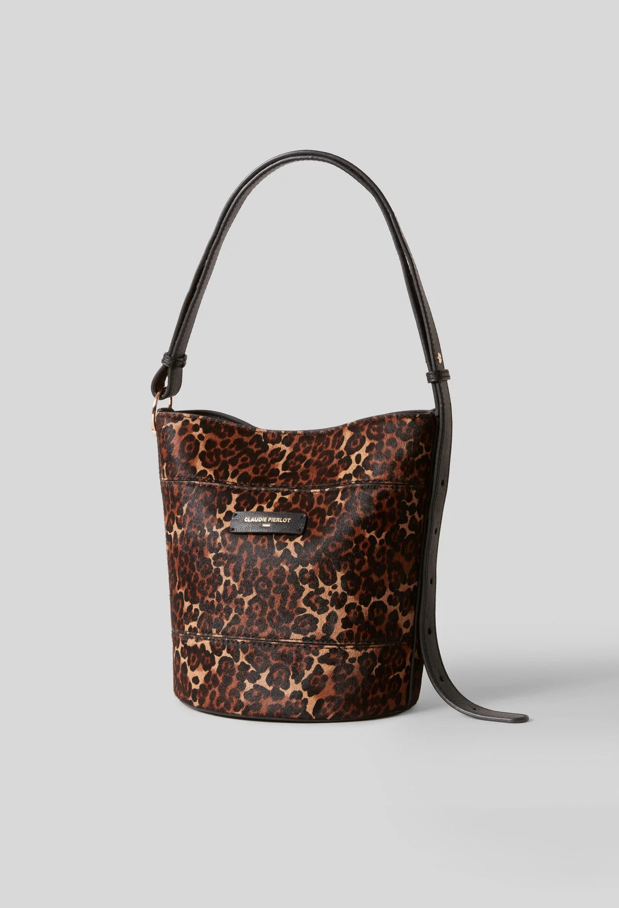 Bolso Bombonera Claudie Pierlot Solveig — Cuero Vacuno Fantasía Leopardo