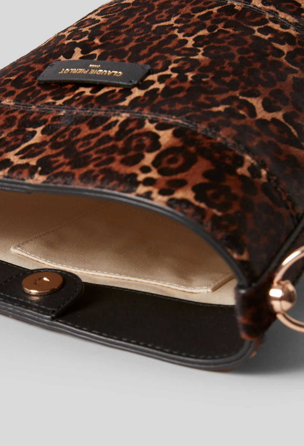 Bolso Bombonera Claudie Pierlot Solveig — Cuero Vacuno Fantasía Leopardo