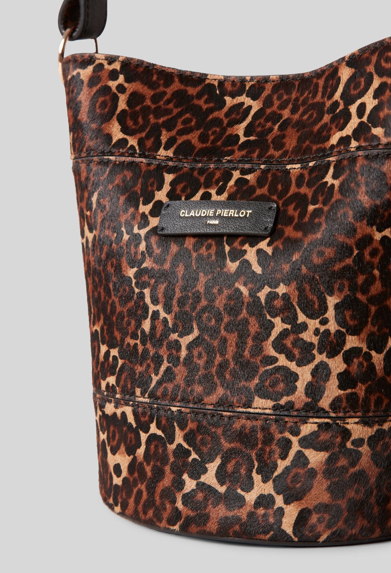Bolso Bombonera Claudie Pierlot Solveig — Cuero Vacuno Fantasía Leopardo