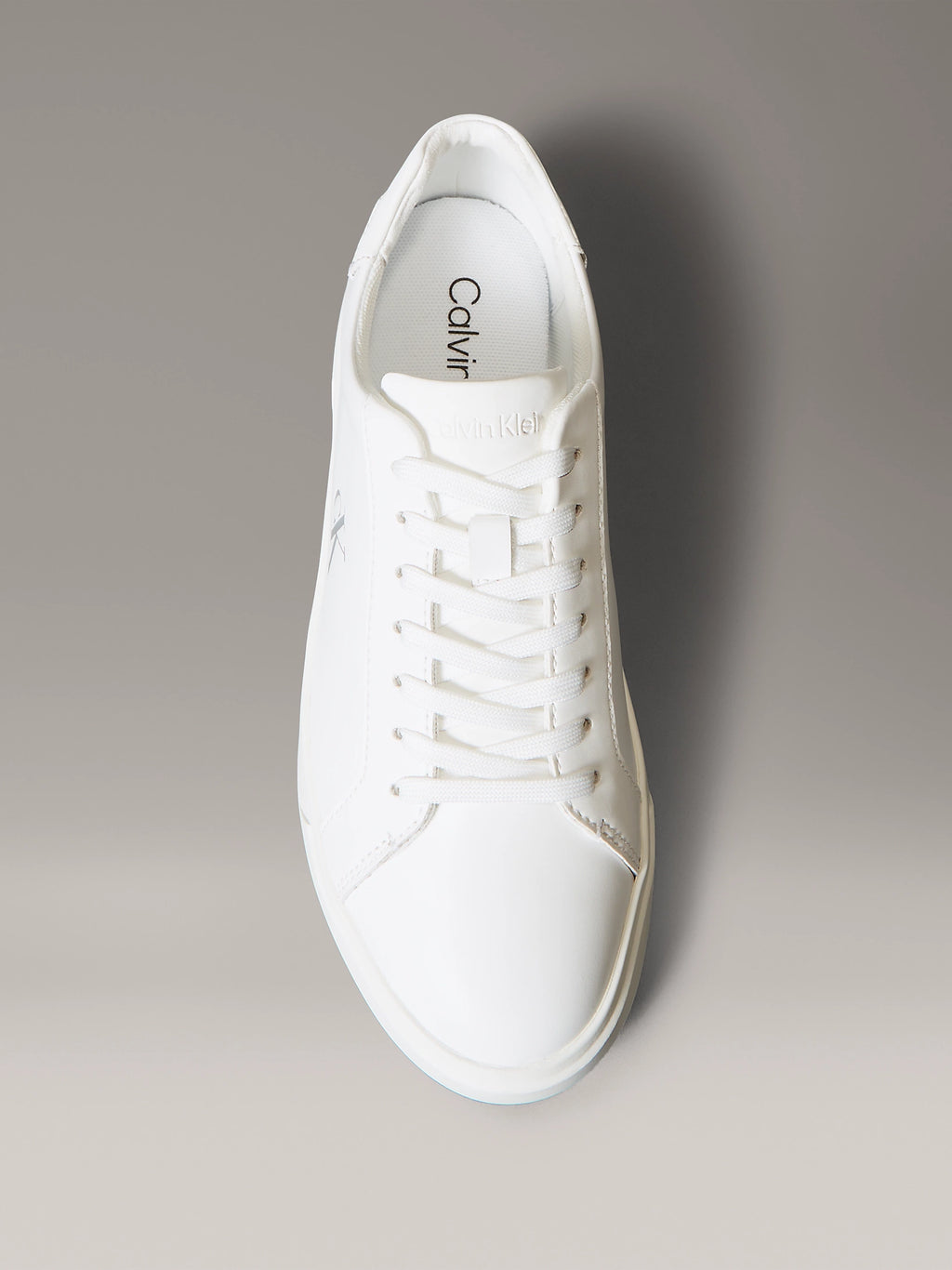 Zapatillas Calvin Klein Piel Logo Distintivo Triple Bright White